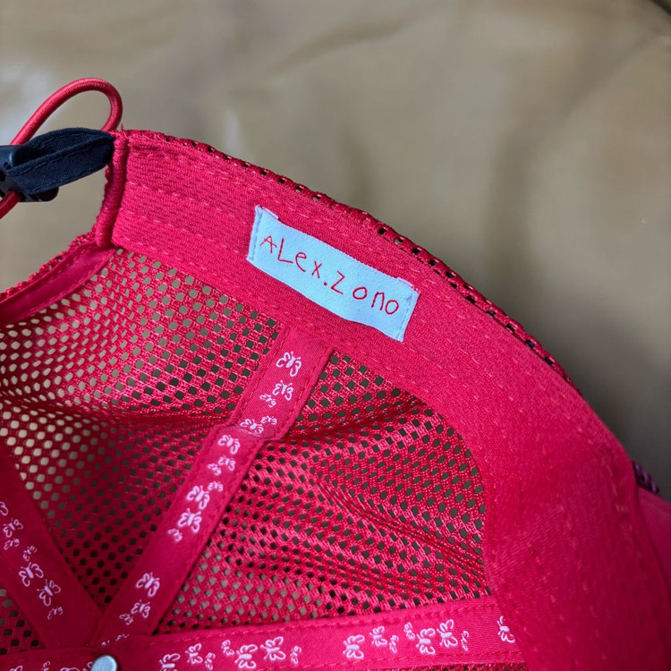 알렉스 조노 아이 디그 러닝 레드 메쉬 트러커 햇 레드--7