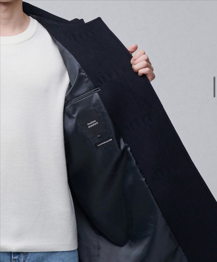 무신사 스탠다드 캐시미어 블렌드 오버사이즈 더플 코트 네이비 L--4