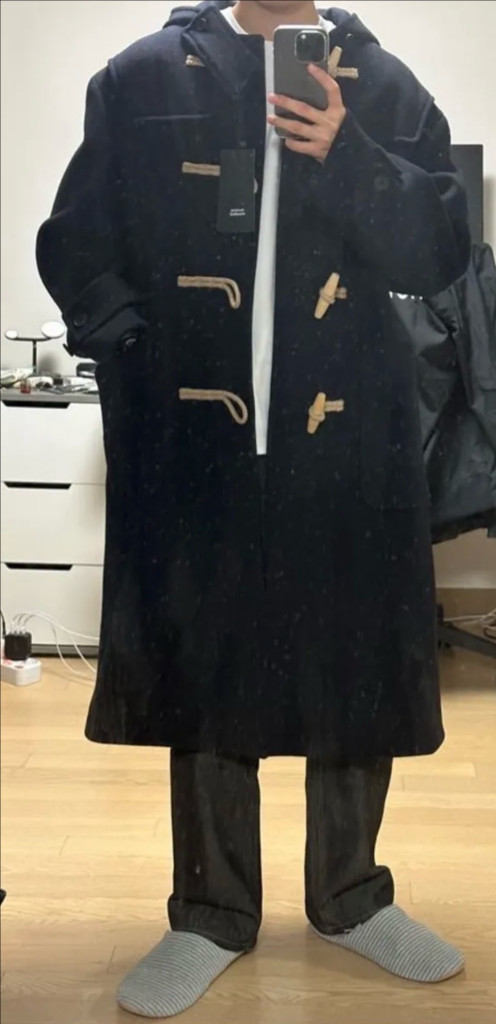 무신사 스탠다드 캐시미어 블렌드 오버사이즈 더플 코트 네이비 L--9