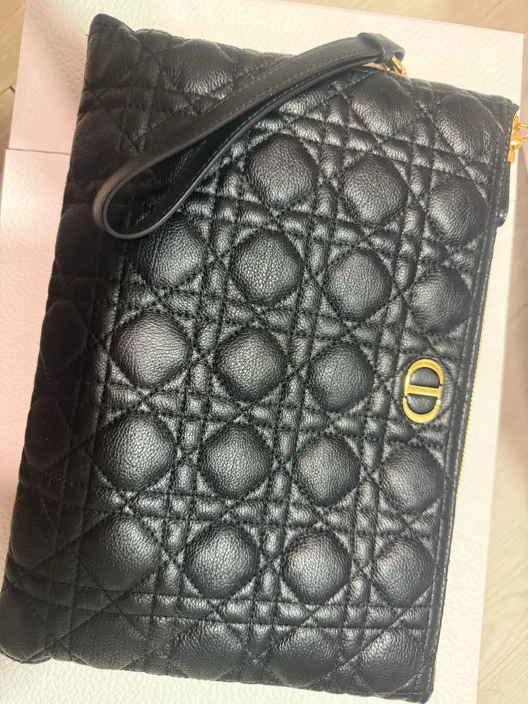 디올 카로 클러치백 라지 블랙--1