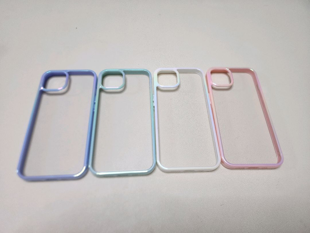 (새상품)아이폰15 14 13 프로 맥스 컬러테두리 범퍼 투명 케이스--0