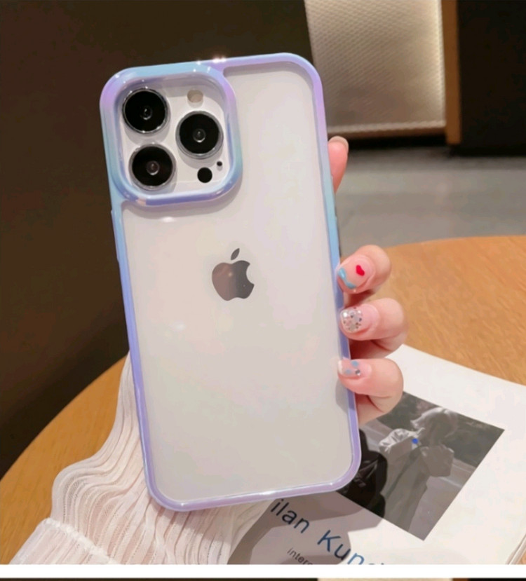 (새상품)아이폰15 14 13 프로 맥스 컬러테두리 범퍼 투명 케이스--3