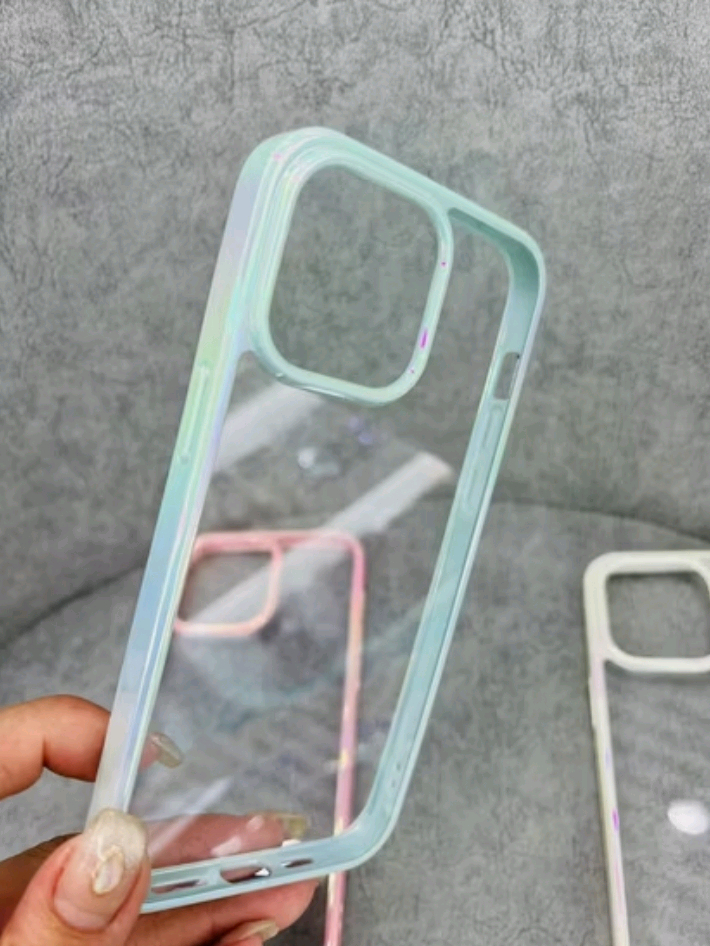 (새상품)아이폰15 14 13 프로 맥스 컬러테두리 범퍼 투명 케이스--4