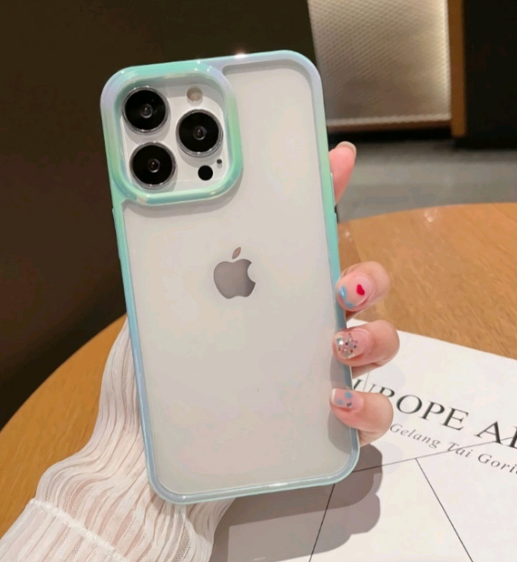 (새상품)아이폰15 14 13 프로 맥스 컬러테두리 범퍼 투명 케이스--8