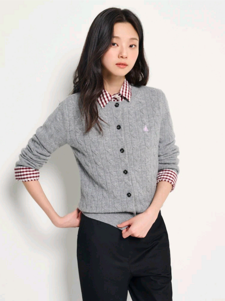 빈폴레이디스 25fw 체크셔츠+아가일 v넥 니트 베스트 이미지
