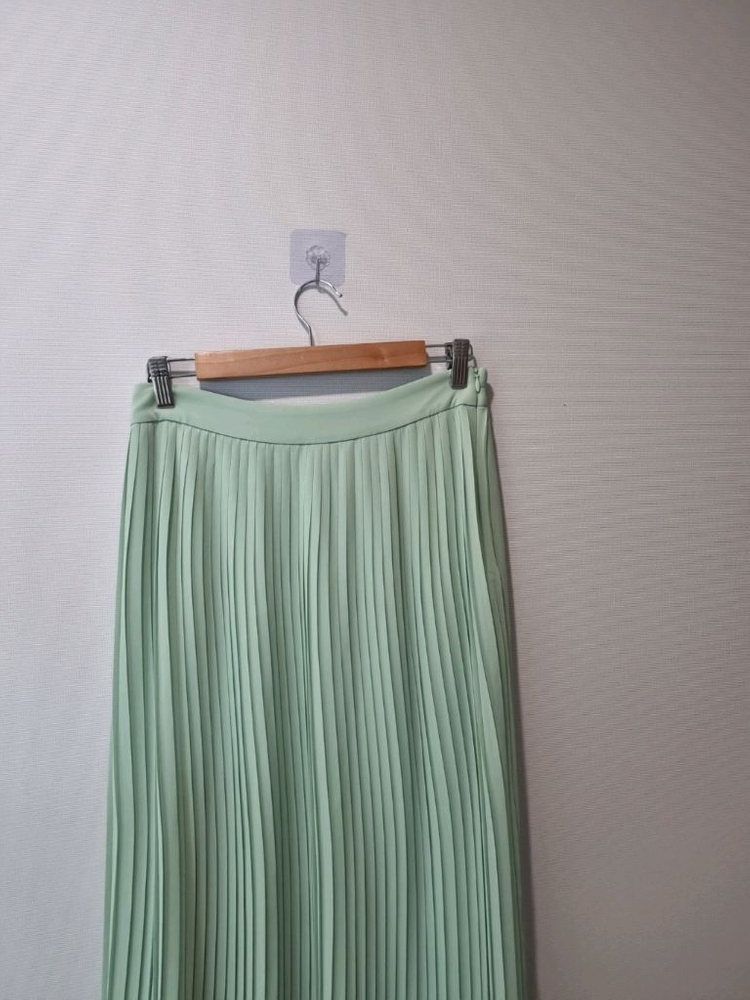 MOE 모에 민트 플리츠 롱스커트 / 허리밴딩 / 55~66--1