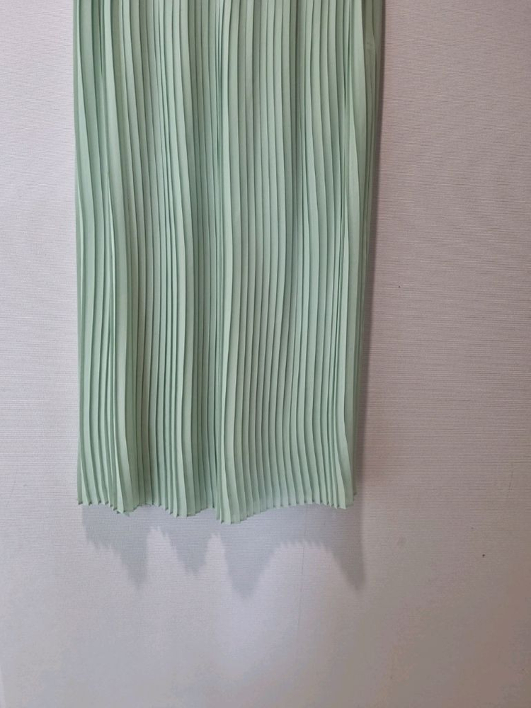 MOE 모에 민트 플리츠 롱스커트 / 허리밴딩 / 55~66--3