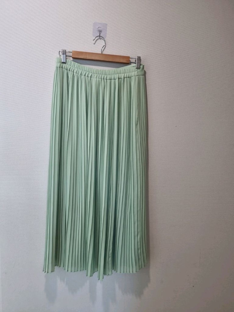 MOE 모에 민트 플리츠 롱스커트 / 허리밴딩 / 55~66--4