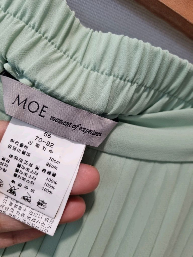 MOE 모에 민트 플리츠 롱스커트 / 허리밴딩 / 55~66--5