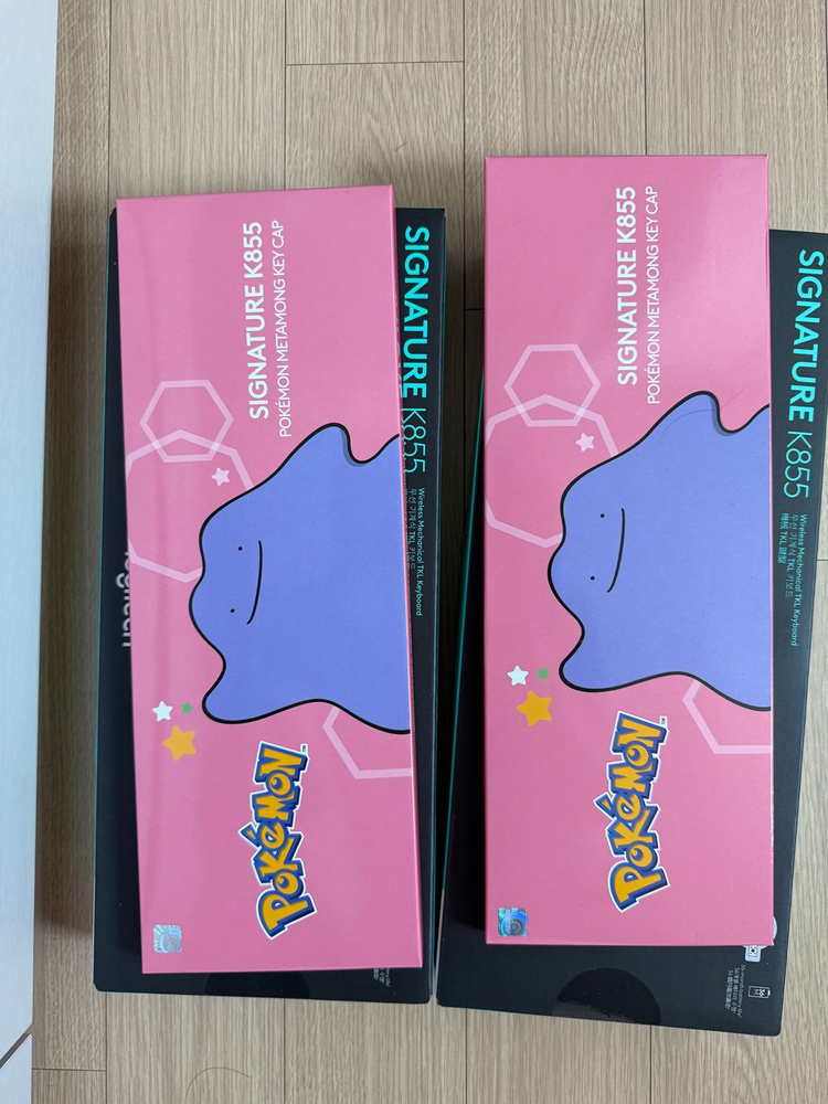 k855 화이트 + 메타몽 키캡 세트 11.0 이미지