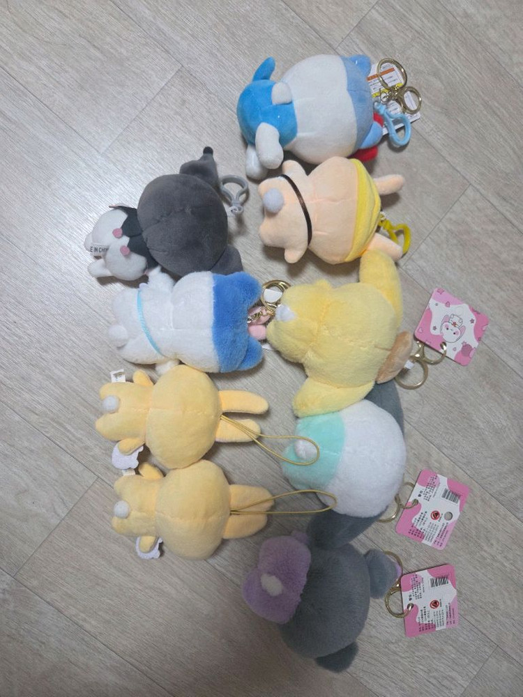 산리오먼작귀 치이카와 하치와레 우사기 모몽가 쿠리만쥬 인형 키링 이미지