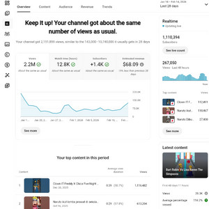 구독자 110만 (실시간 조회수 26만) 유튜브 채널 판매합니다
