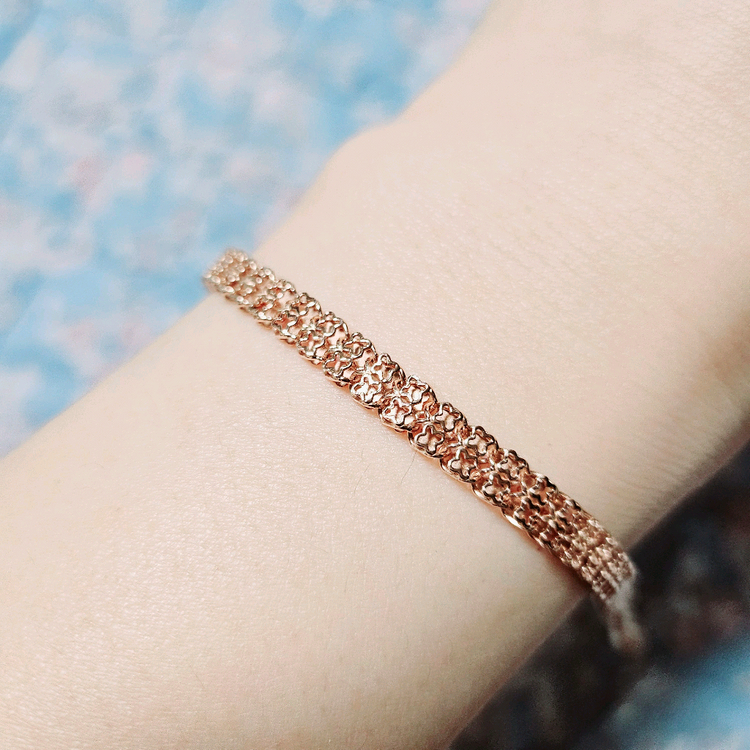 14k 로즈골드 커팅메쉬 팔찌--1