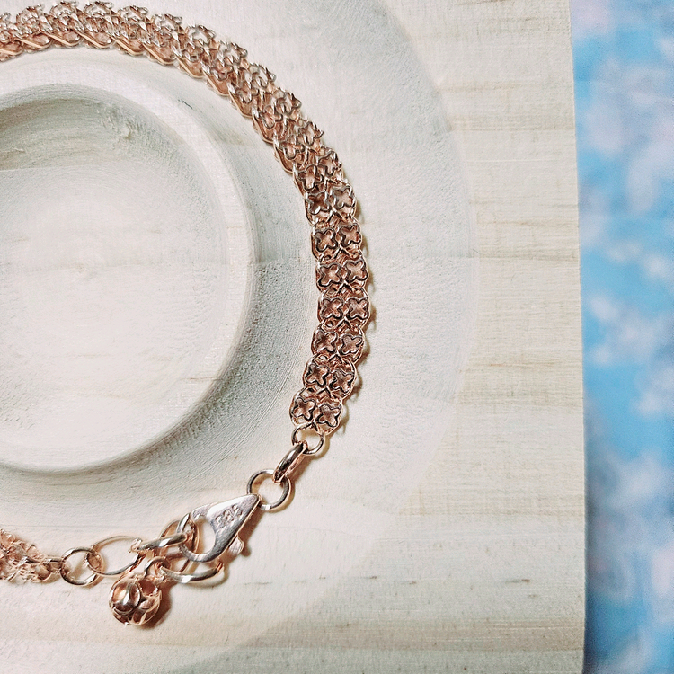 14k 로즈골드 커팅메쉬 팔찌--4