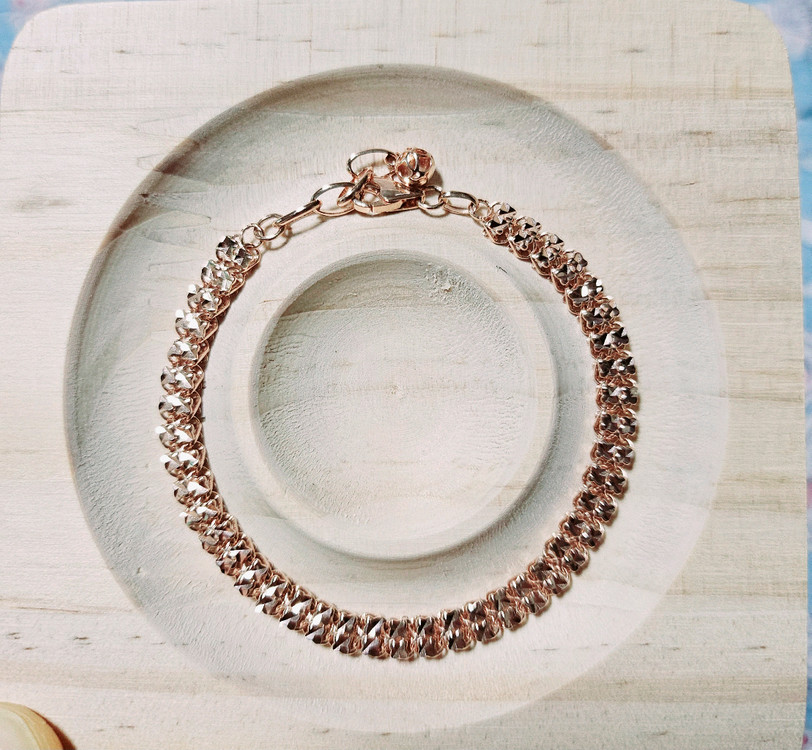 14k 로즈골드 커팅메쉬 팔찌--6