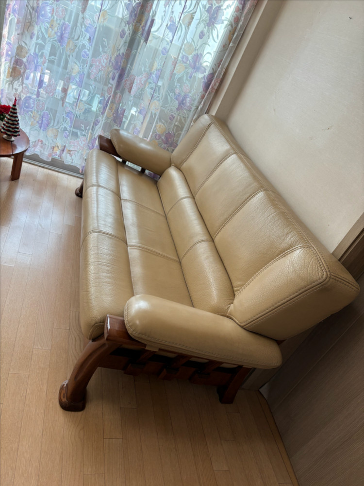 원목 프레임 가죽 소파 세트--3