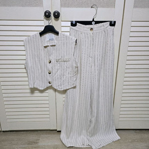 스트라이프 정장 조끼+팬츠 셋업