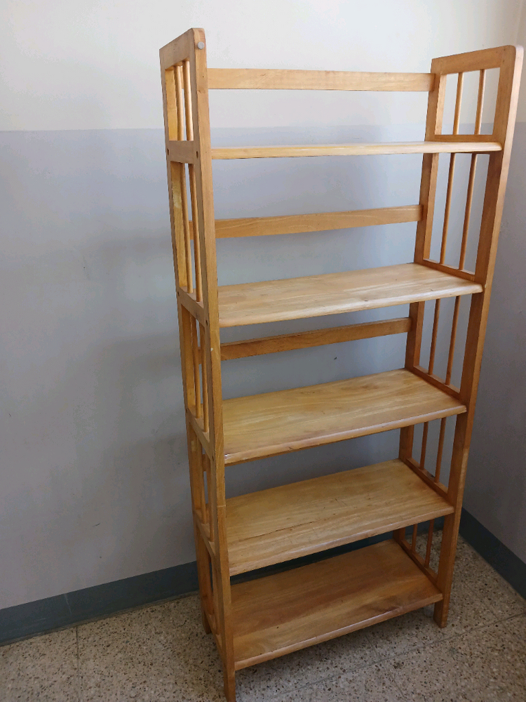 원목 5단 선반책장--2