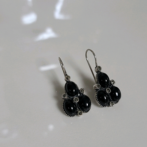 실버925 블랙오닉스 & 마카사이트 귀걸이