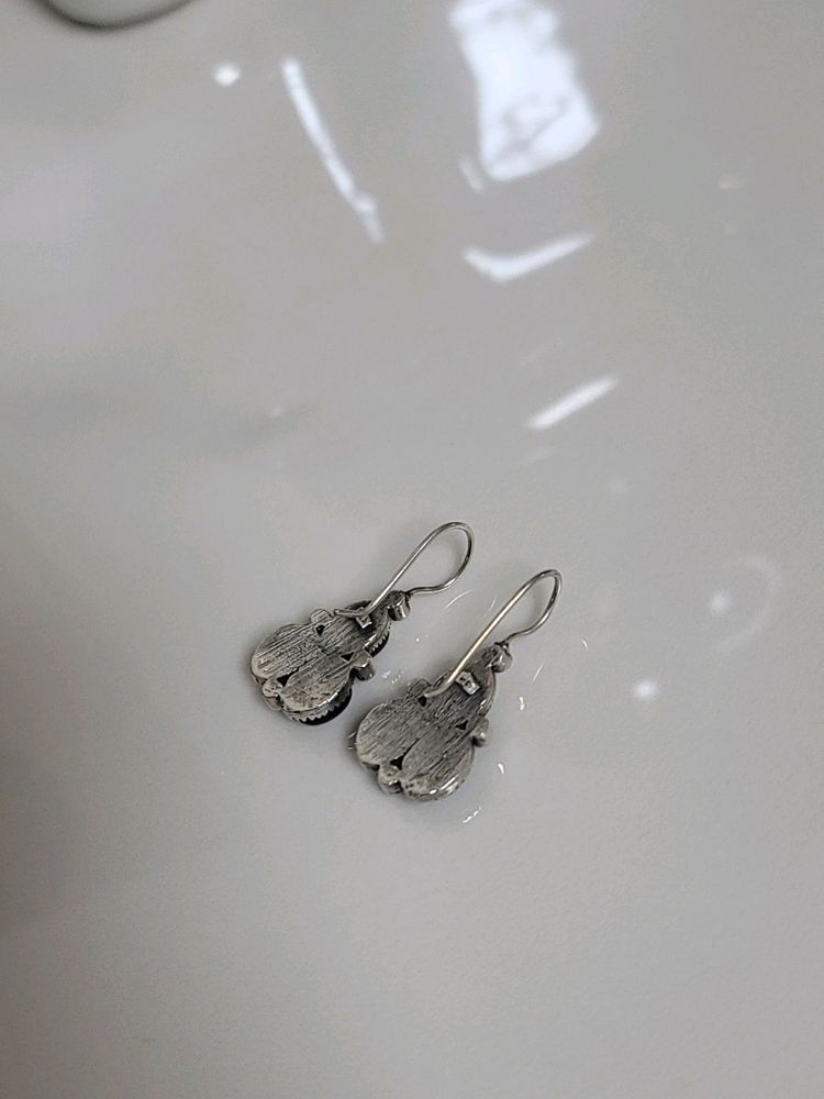 실버925 블랙오닉스 & 마카사이트 귀걸이--2