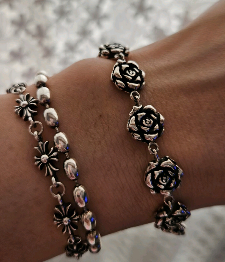 실버925 장미 은팔찌 실버팔찌--1