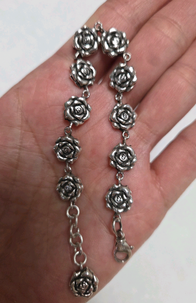 실버925 장미 은팔찌 실버팔찌--2