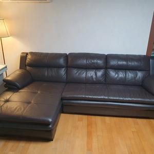 에몬스 천연가죽 L자 4인용 소파