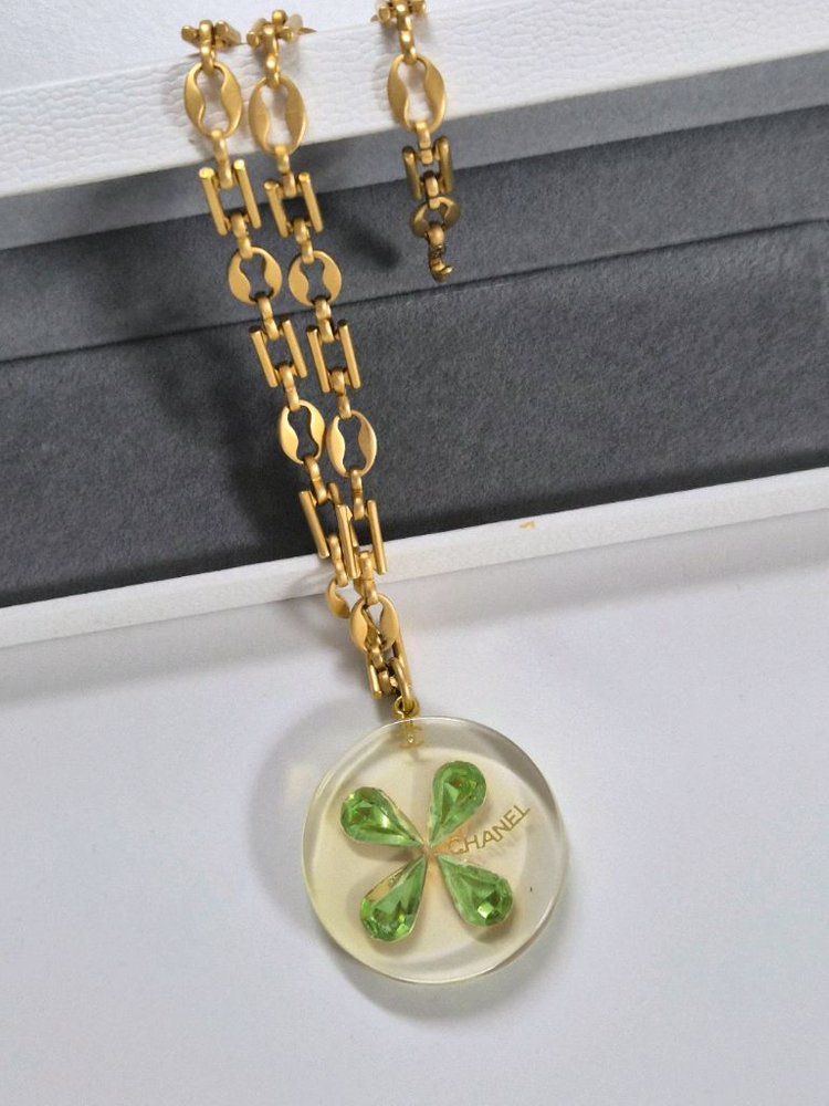 [CHANEL]샤넬 빈티지 코코 마크 클로버 네크리스--5