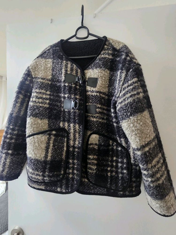 부클체크코트 프리사이즈--3