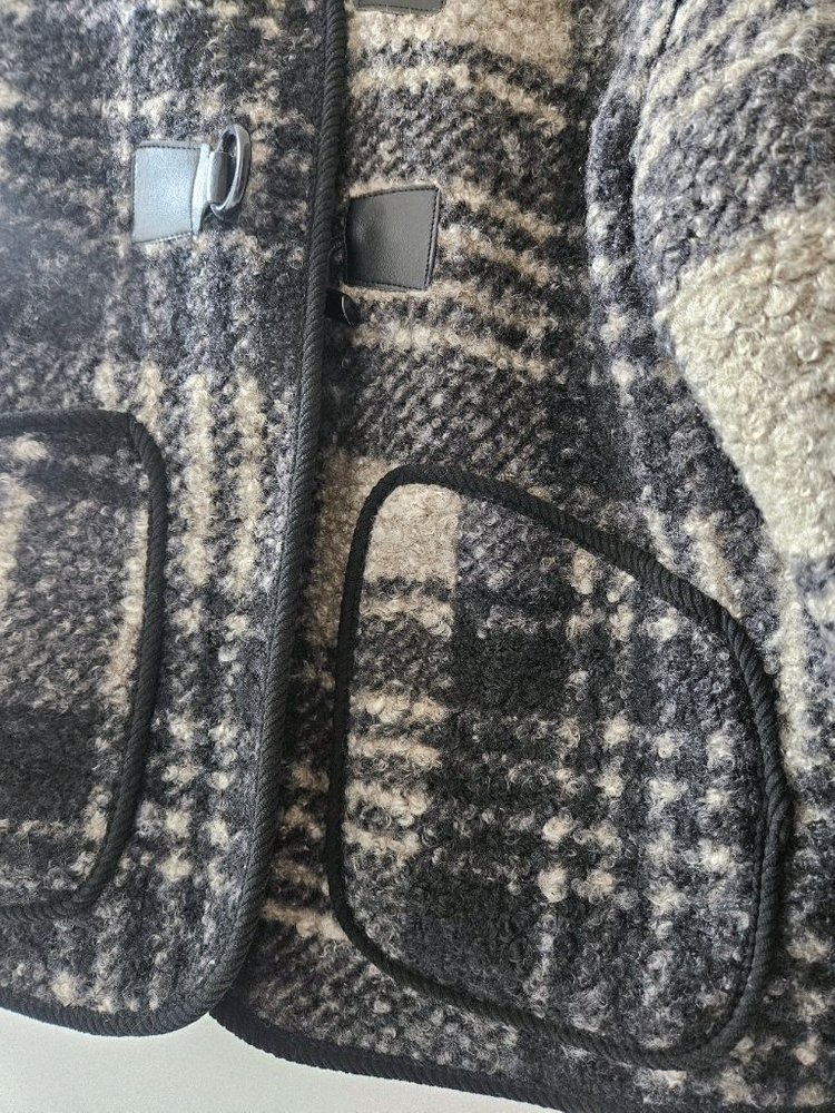 부클체크코트 프리사이즈--4