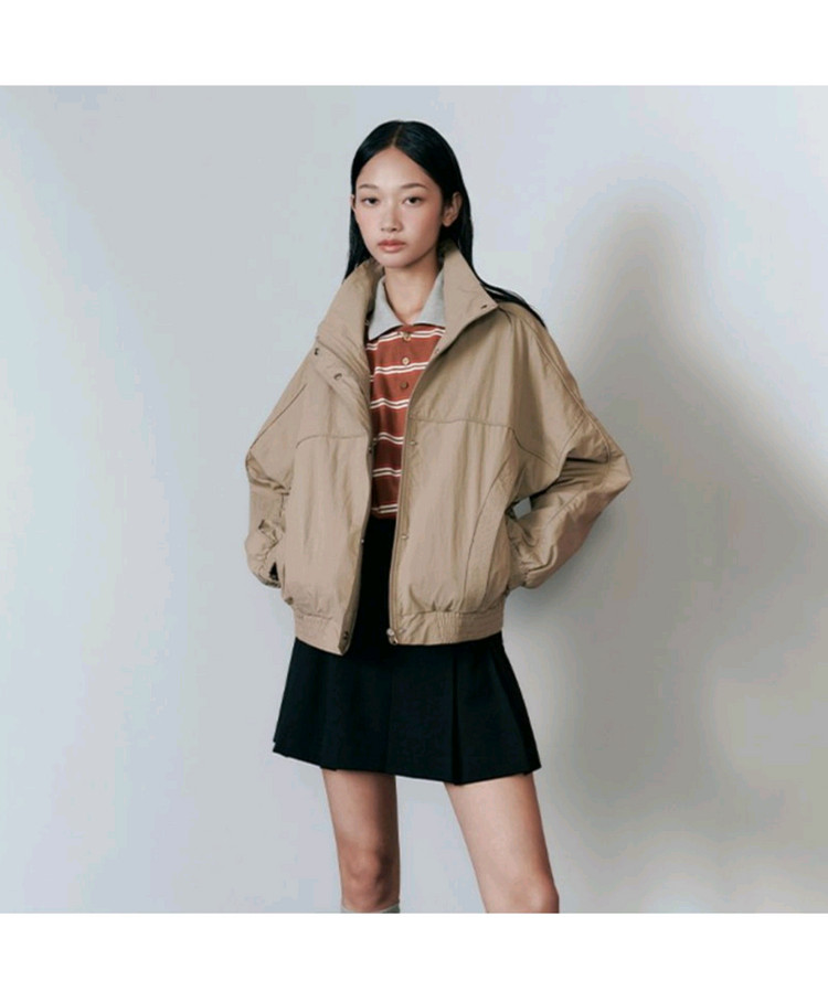 Lap 체크안감 하이넥 간절기점퍼 프리사이즈 이미지