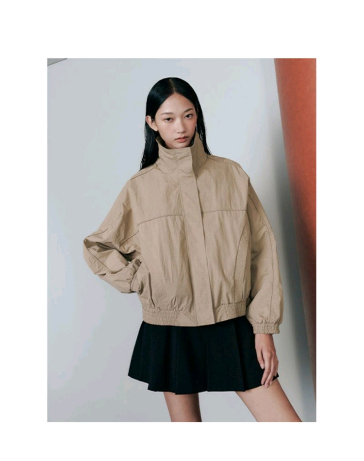 Lap 체크안감 하이넥 간절기점퍼 프리사이즈 이미지