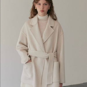 오스트카카 벨티드 캐시미어 핸드메이드 코트 오트밀 s 이미지