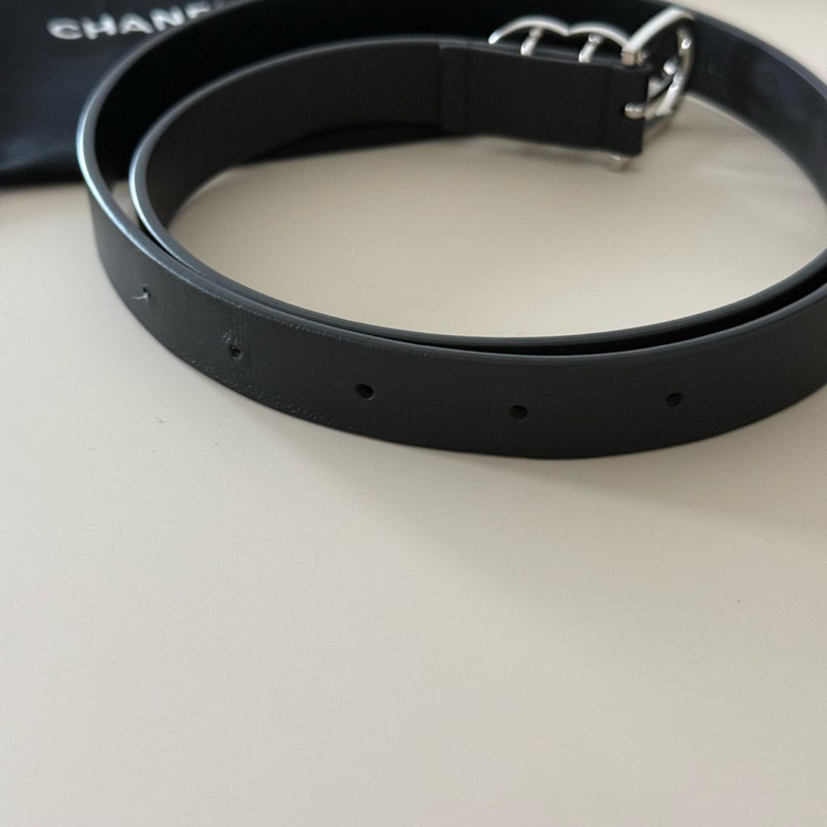 샤넬 큐빅 가죽 벨트--4