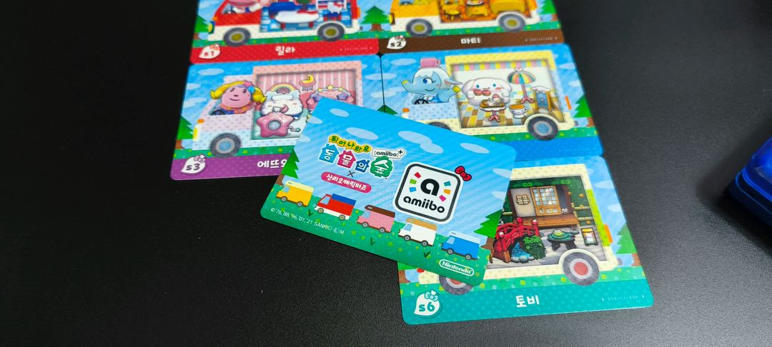 정발 한글 산리오 올클 캠핑카 아미보6종+실스티커4종--7