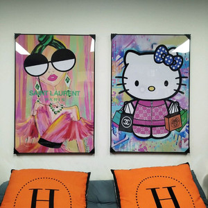 키티 헬로키티 생로랑 여인 인형 대형 그림 액자 팝아트 인테리어소품 인테리어액자 명품 유화 수채화 꽃그림 추상화 꽃