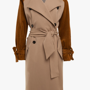 WEILI ZHENG TRENCH OVER WITH VELVET SLEEVES