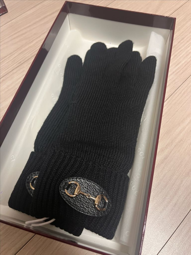 정품 구찌 홀스빗 울 글러브 니트 장갑 새상품--2
