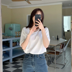 [새상품] 98도씨 오가닉 피마 여유핏 유넥 반팔 이미지