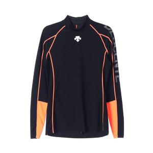 데상트 블랙 오렌지 로고 긴팔 래쉬가드 티셔츠 M