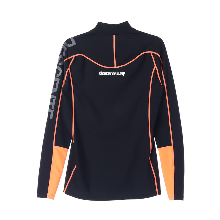 데상트 블랙 오렌지 로고 긴팔 래쉬가드 티셔츠 M--1