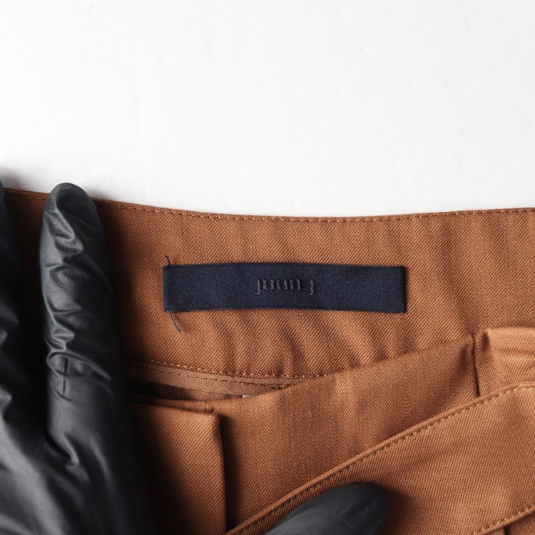 준지 21FW 브라운 핀턱 벨트 와이드 울 슬랙스 팬츠--5