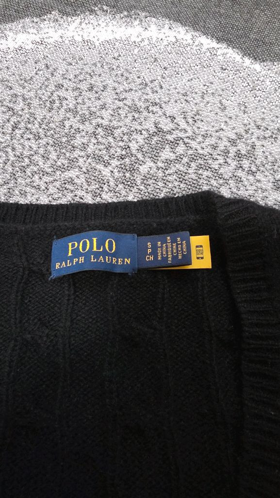 폴로 랄프로렌 여성용 울캐시미어 브이넥 케이블 니트 블랙 S--3