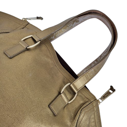 정품 생로랑(입생로랑) 샴페인골드 가죽 다운타운 백--7