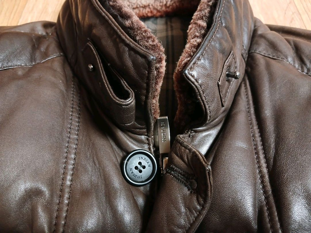 인디안(정품) 남성 구스 다운 (양가죽) 패딩 자켓 (브라운) (95~100슬림) (상태 깨끗하고 좋아요)--1