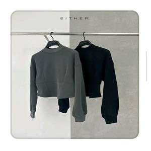 EITHER 이더 모크넥 기모 맨투맨 - 차콜