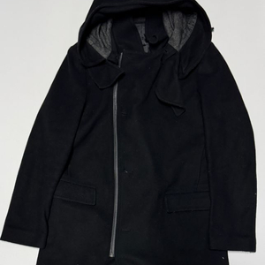 희귀!! 솔리드옴므 허리 스트링 울 집업 후드 코트 M 블랙 우영미