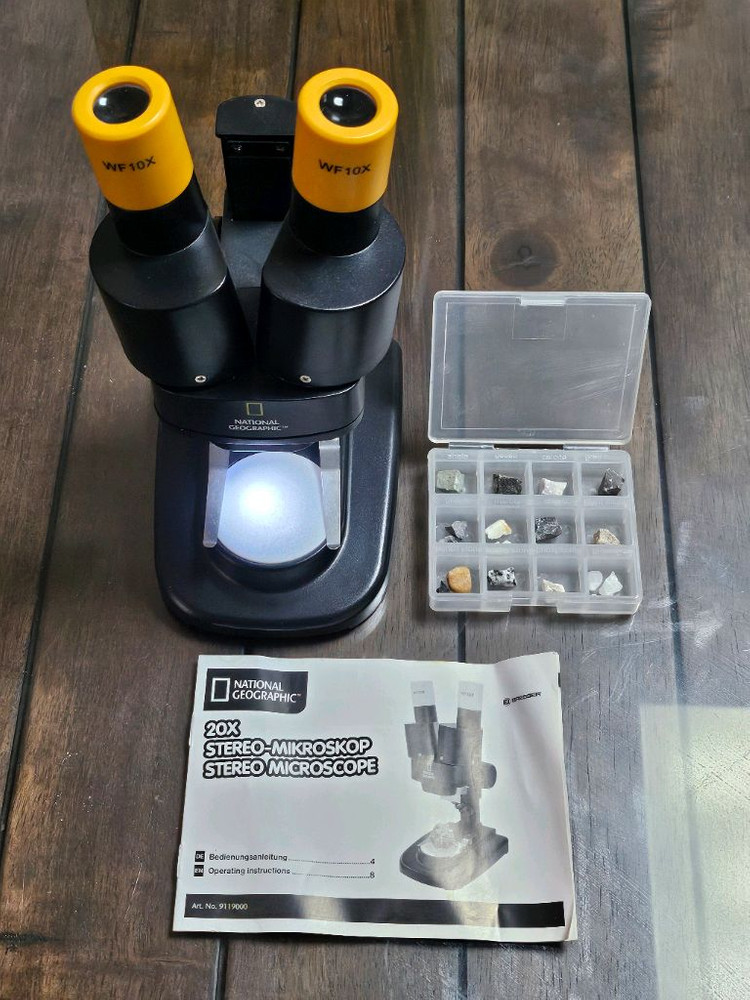 내셔널지오그래픽 20X 스테레오 광학 현미경 (광물 샘플 12개 포함)--1