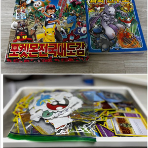 포켓몬 책 2권++스티커+ 카드 아주 많이(수납함 제외)