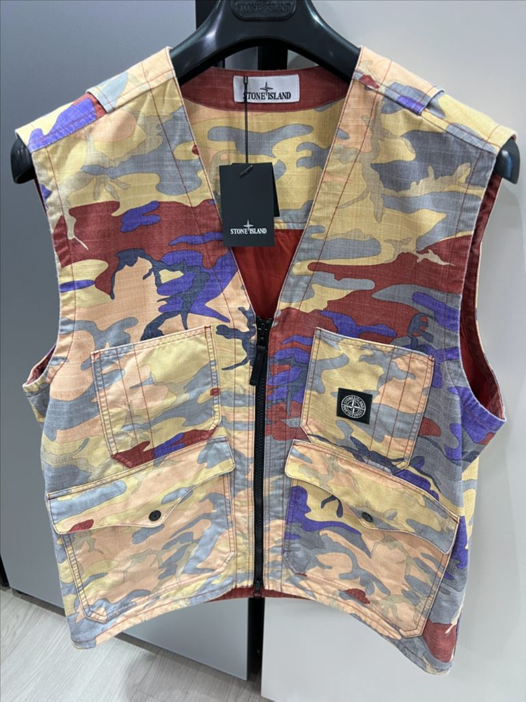 22fw스톤아일랜드 헤리티지 카모 립스탑 나일론 베스트 조끼XL 미착용--3